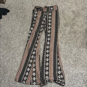No Boundaries Black and Brown Patterned Flare Pants